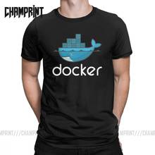 Мужская футболка с логотипом Docker, хлопковая одежда для компьютера с Linux Javascript, Забавные футболки с коротким рукавом и круглой шеей, графические футболки 2023 - купить недорого