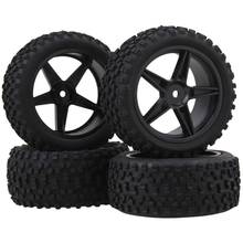 4Pcs Front Rear Pentagram Plastic Wheel Rims + High Grip Rubber Tires Tyres for RC 1:10 Off-Road Car Buggy 2024 - buy cheap