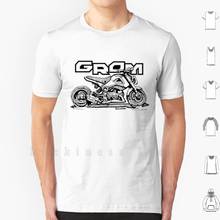 Черная футболка Grom стойки 6xl, хлопковая крутая футболка Grom для питбайка, 125 куб. См, для мотоцикла, эскизная линия, художественная мотоциклетная прокладка, минибайк 2024 - купить недорого