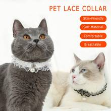 Coleira de pérola para animal de estimação, colar para cães e gatos, preto e branco, com renda, vestido de casamento para cachorros, acessórios de segurança para coleira 2024 - compre barato