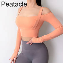 Peatacle Sexy Long Sleeve T-shirt with Chest Pads Sports Top Tights Yoga Wear Training Running Fitness Clothing 2024 - buy cheap