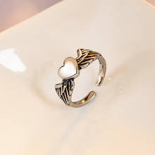 Anjo criativo retrô em forma de coração, anel aberto feminino, joia para festa de casamento, presente de dia dos namorados 2024 - compre barato