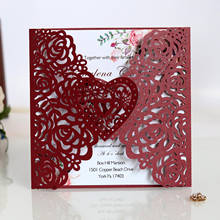 10pcs Pierced rose embossing laser invitation letter pearl paper invitation cards wedding business universal invitation 2024 - buy cheap