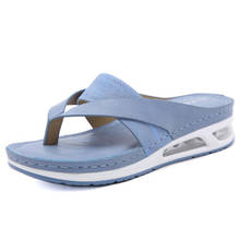 Women Air cushion sole Slippers 2021 Summer flip flops Casual Beach Muffin Platform Ladies Sandals Peep Toe Female Shoes q197 2024 - buy cheap