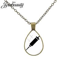 JOINBEAUTY Medical Syringe Heart Beat Tear Drop Necklace Trendy Glass Dome Water Drop Pendant Doctors And Nurses Jewelry NT256 2024 - buy cheap