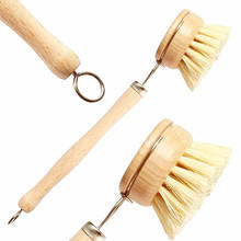 Sisal Hemp Cleaning Brush Wooden Long Handle Vegetable Scrub Brush Head Replacement Biodegradable Kitchen Brushes Round Brush 2024 - buy cheap