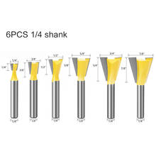 6x Bits Dovetail Router Bit Set - 1/4 Shank Milling Cutter Woodworking Kit Power Tool Accessories 2024 - buy cheap