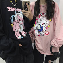Korean cartoon tees couple shirt long sleeve loose big size Ulzzang clothes casual fashion punk streetwear hip-hop women T-shirt 2024 - buy cheap