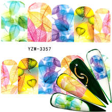 FWC 1 лист, водная наклейка для ногтей, Весенняя тема, Слайдеры для ногтей, декоративные наклейки, цветные наклейки с рисунком листьев для ухода за ногтями 2024 - купить недорого