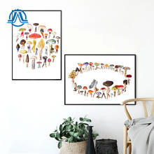 Pintura de tela abstrata de cogumelo, dança juntos, posteres e impressões, imagem moderna nórdica para sala de estar na parede, decoração de casa 2024 - compre barato