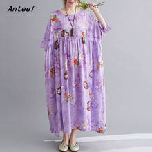 short sleeve oversize cotton linen vintage floral dresses for women casual loose long woman summer dress elegant clothes 2022 2024 - buy cheap
