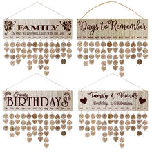 Family Birthday Reminder Wooden Board Calendar Wall Hanging Decor DIY Signs with Wood Heart/Circle Tags 2024 - buy cheap