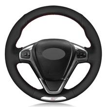 Car Steering Wheel Cover Hand-stitched Black Artificial Leather For Ford Fiesta ST 2013 2014 2015 2016 2017 2018 2024 - buy cheap