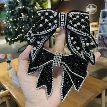 2020 New Pearl Bow Hairpins For Women Girl French Retro Rhinestone Top Hair Clip Fashion Black Hair Clip Female Hair Accessories 2024 - buy cheap