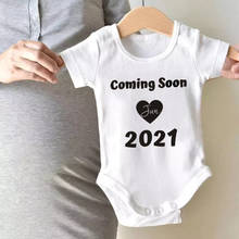 Baby Coming Soon Feb-Dec 2021 Newborn Baby Bodysuits Summer Baby Cotton Rompers Body Baby Boys Girls Onesies Pregnancy Reveal 2024 - buy cheap