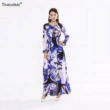 Truevoker Designer Runway Maxi Long Dresses Women's Vintage Multicolor Geometry Printed Holiday Robe Femme Ete Long Vestidos 2024 - buy cheap