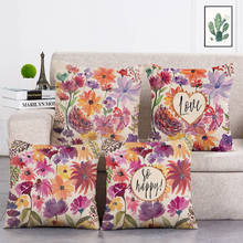 Colorful Flower Linen Cushion Decorative Living Room Kids Cushion Cover Flower Love Pillow Cover Sofa New Variety T58 2024 - buy cheap