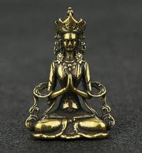 Copper Statue Collectable Chinese Pure Brass Carved Guan Yin Kwan-Yin Bodhisattva Exquisite Small Pendant Statues 2024 - buy cheap