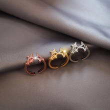 Aaa zircônia cúbica trevo anéis ajustáveis qualidade original moda oito pontas anel de estrela para o casamento feminino marca jóias z408 2024 - compre barato