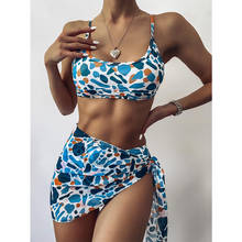 3 Piece Swimsuit Cropped Top Bikini Set with Cover Up 2021 Three Pieces Suit for Ladies Swimwear Swimwear Women 3 Pieces 2024 - buy cheap