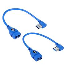 RISE-короткий сверхскоростной USB 3,0 кабель-удлинитель, 90 градусов адаптер, левый и правый угол-синий (упаковка из 2022 - купить недорого