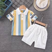 2021 Summer Baby Boy Clothes Set Short Sleeve Striped Shirt Tops Shorts Pant 2PCS  For 1 2 3 4 Years Casual Children Clothes 2024 - buy cheap