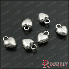 Wholesale 7mm Antique Silver color 3D Heart Alloy Charms Pendants Diy Jewelry Findings Accessories 50 pcs(JM172) 2024 - buy cheap