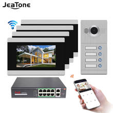 Jeatone-videoportero IP con pantalla táctil de 7 pulgadas, intercomunicador con WIFI para 4 apartamentos separados, compatible con teléfono y control remoto 2024 - compra barato