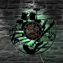 Guitar And Drum Kits Wall Clock Modern Design Guitar Player Music Vinyl Record Clock Rock Music Guitar Wall Art Rock n Rock Gift 2024 - buy cheap