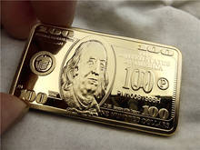 USA 100 Dollar Bullion 24k Gold Bar American Metal Coin Golden Bars USD Collection Gift 2024 - buy cheap
