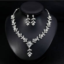 New Luxury Crystal Necklace Earrings Silver Plated Catkins Waterdrop Rhinestone Jewelry Set For Wedding Party Bridal Accessory 2024 - buy cheap