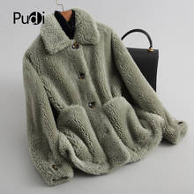 PUDI Women's Winter Warm Sheep Shearing Fur Coat Oversize Lady Female Real Fur Coats Jacket Over Size Parkas A18116 2024 - buy cheap