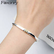 Foxanry Minimalist 925 Stamp Smiley Face Bangles & Bracelet for Women Creative Trendy Wedding Bride Jewelry Gifts 2024 - buy cheap