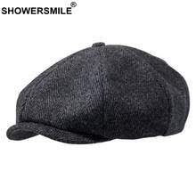 Gorros planos de espiga para hombre y mujer, gorras de lana de marca, color gris, café británico, Gatsby, gorros de lana para Otoño e Invierno 2024 - compra barato