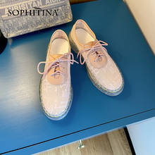 SOPHITINA New 2021 Shoes Woman Flats Embroidery Hollow Dress Spring Round Toe Style Pink Sweet Breathable Summer Shoes FO56 2024 - buy cheap