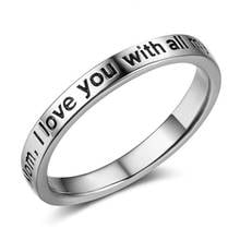 Classic Engraved With Mom. L Love You With All My Heart Letter Jewelry Ring Fashion Women Anniversary Ring Give Mother Best Gift 2024 - buy cheap