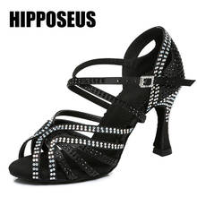 Hipposeus-zapatos de baile latino para mujer, calzado de baile de salón, zapatos de Tango modernos, sandalias de Salsa, tacones altos negros 2024 - compra barato