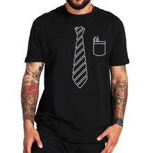 Футболка мужская с искусственным галстуком, 100% хлопок, европейские размеры 2024 - купить недорого