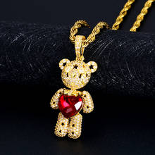 High Quality Vintage Cute Charm Bear Pendant Necklace Jewelry Gold Plated Zircon Teddy Bear Necklace Men Hip Hop Jewelry Gift 2024 - buy cheap