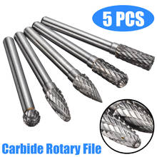 5pcs 6mm Shank Tungsten Carbide Rotary Burr Bit Woodworking Cutter Set 50-60mm Length 2024 - buy cheap