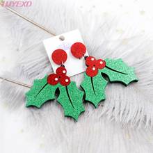 (1pair) HP087- Acrylic Earrings Red Glitter Laser Cutout Holiday  Christmas Holly 2024 - buy cheap