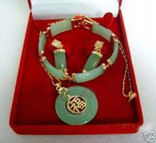 new Noblest green jades link pendant bracelet earrings Sets 2024 - buy cheap