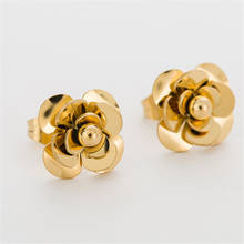 2022 New Fashion Sweet Camellia Titanium Steel Earrings Crystal fromSwarovskis 2 Colors Fit Women and female As Lovely Gifts 2024 - buy cheap