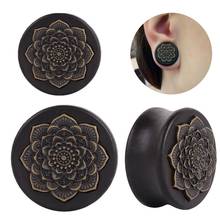 1 Pair Mandala Flower Alloy Wood Ear Stretcher Ear Taper Plug Flesh Tunnel Gauges Piercing Body Jewelry New Fashion 10mm-25mm 2024 - buy cheap