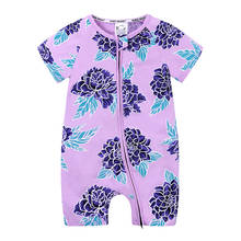 Bebê verão manga curta bonito algodão macacão meninos meninas floral impressão macacão roupas recém-nascidos 2024 - compre barato