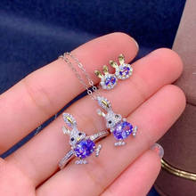 New Arrival Natural and Real Natural and Real Tanzanite Jewelry set 925 sterling silver 1pc Ring,1pc Pendant,2pcs Earring 2024 - buy cheap