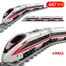 647pcs Battery Powered Electric Train  Building Blocks Fuxing high-speed Rail Brick education Gift Toy for Children 2024 - buy cheap