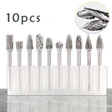 10pcs 1/8 Inch  Shank Tungsten Carbide Rotary Burrs Drill Bits for Metal Burr Double Diamond  Milling Cutter Mini Cone Drill Set 2024 - buy cheap