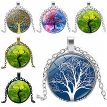 2019 Hot Fashion Glamour Girl Life Tree Time Crystal Glass Convex Round Pendant Necklace Clothing Sweater Chain Jewelry 2024 - buy cheap