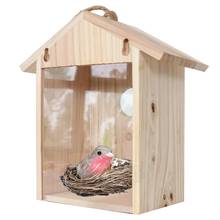 Birdhouse pássaro alimentador criativo de madeira pendurado ninho caixa de visualização da janela ao ar livre gaiola com ventosas tipo casa alimentador 2024 - compre barato